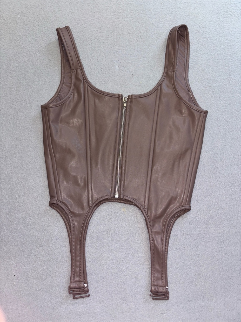 Forever 21 brown faux leather corset top Size S